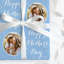 Elegante Dia das Mães Foto Personalizada Azul Bran