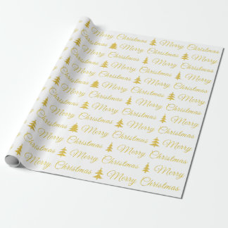 Papel De Presente Elegante Dourada Citação de Natal Feliz