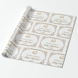 Papel De Presente Elegante Dourado Deco de Arte Branca