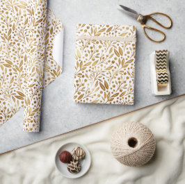 Papel De Presente Elegante Dourado e Branco
