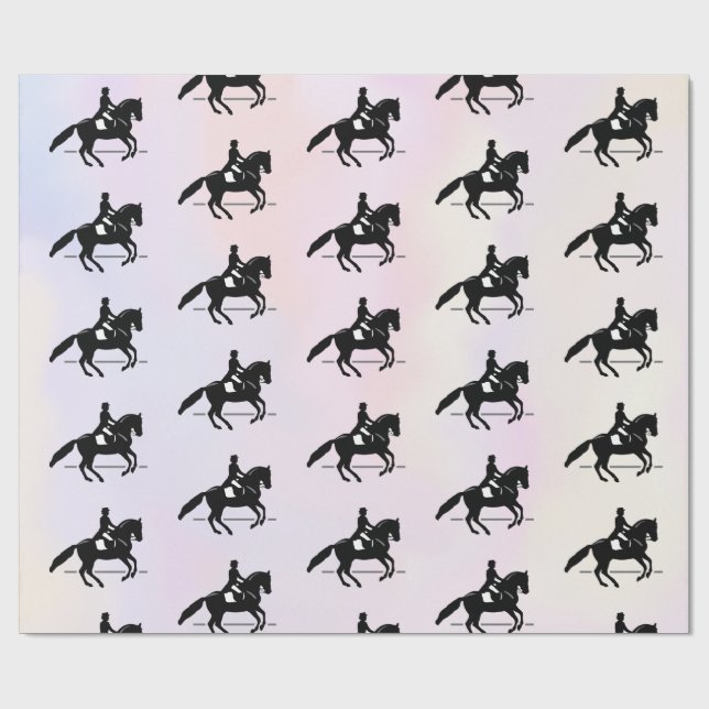 Papel De Presente Elegante Dressage Rider em um Fundo de Aquarela (Aberto)