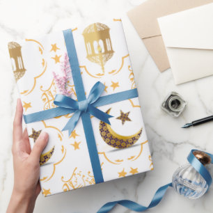 Papel De Presente Elegante Eid Mubarak Caligrafia Árabe dourado bran
