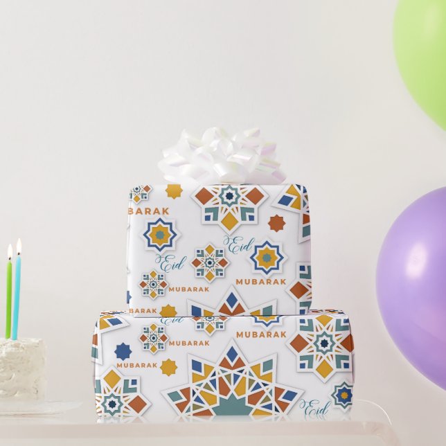 Papel De Presente Elegante Eid Mubarak Caligrafia colorida (Presentes para festas)