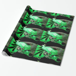 PAPEL DE PRESENTE ELEGANTE EMERALD GREEN PEACOCK JEWEL E PEDRAS GEM