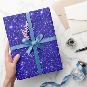 Papel De Presente Elegante Espelhado Brilhante Azul Índigo Reluzente