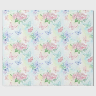 Papel De Presente Elegante Estampa Sem Costura de Borboleta