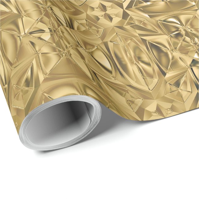 Papel De Presente Elegante Estilo Metálico Dourado Com Textura  (Ponta do rolo)