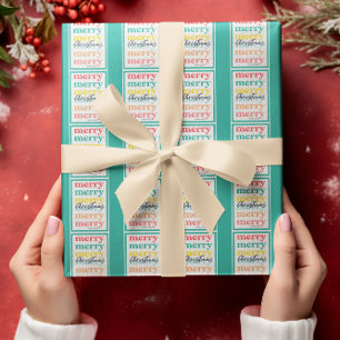 Papel De Presente Elegante Estrelas Douradas Verdes Coloridas Feliz