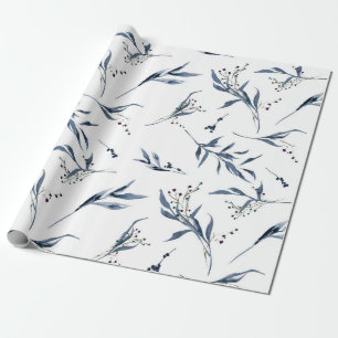 Papel De Presente Elegante Eucalyptus Folhas e Berries
