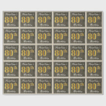 Elegante, Faux Wood, Faux Dourada 80 Birthday + No