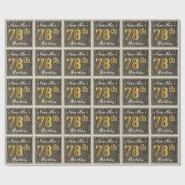 Papel De Presente Elegante, Faux Wood, Faux Dourado 78.º Aniversário