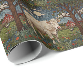 Papel De Presente Elegante fazenda de vaca-chic-boho