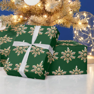 Papel De Presente Elegante Feliz Natal Dourado Fala de Snowflake Fes