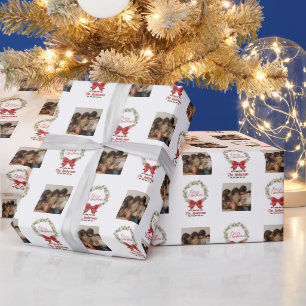 Papel De Presente Elegante Feliz Natal Wreath Red Fotografia do Arco