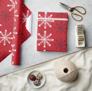 Papel De Presente Elegante Floco de Neve Branco Feliz Natal