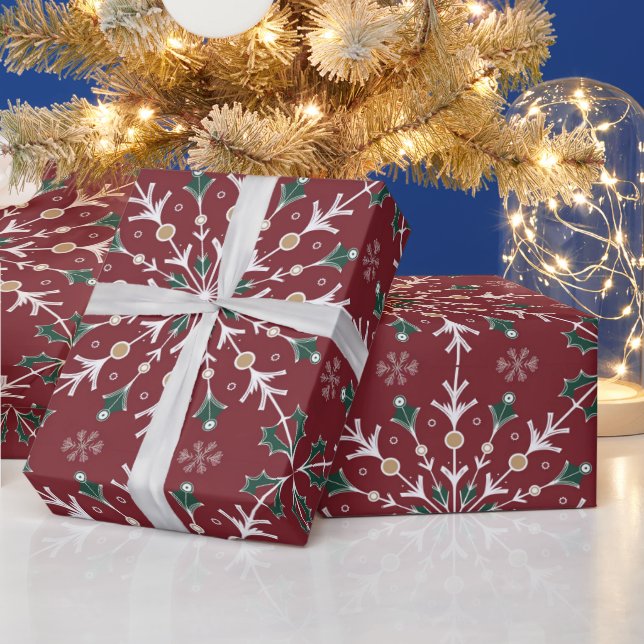 Papel de Presente Elegante Floco de Neve Natal  (Feriados)