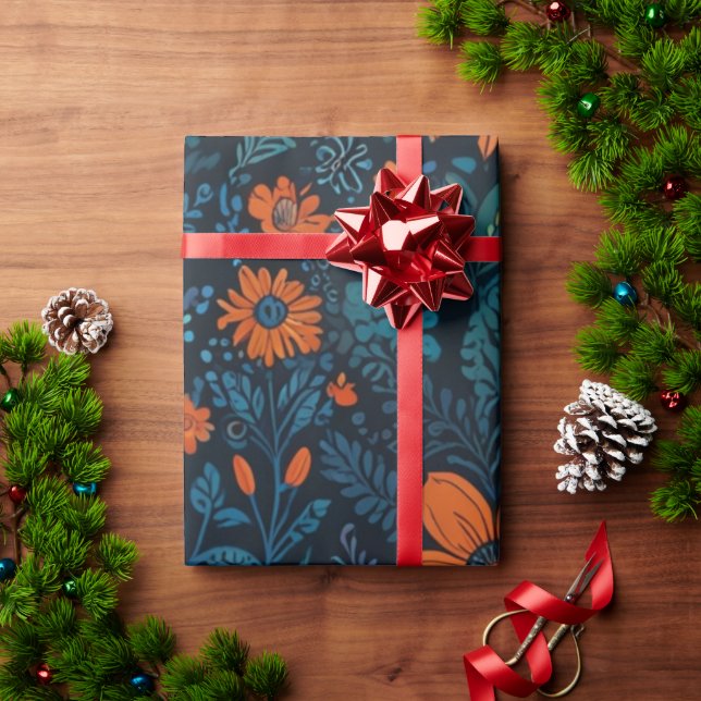 Papel De Presente Elegante Floral (Presente de Natal)