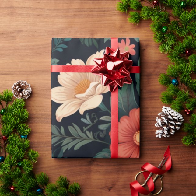 Papel De Presente Elegante Floral (Presente de Natal)