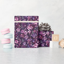 Papel De Presente Elegante Floral de Ameixa e Frutas