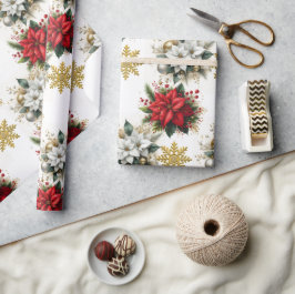 Papel De Presente Elegante Floral de Natal