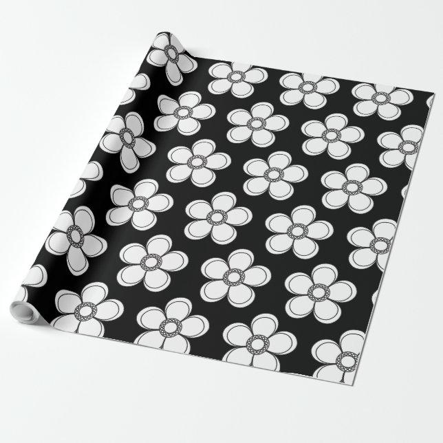Papel De Presente Elegante Floral Impressão | Design botânico (Desenrolado)