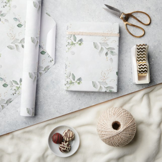Papel De Presente Elegante folhagem de Eucalipto   (Artesanato)
