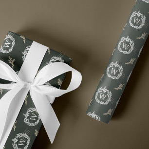 Papel De Presente Elegante Garland Wreath Crest Monograma