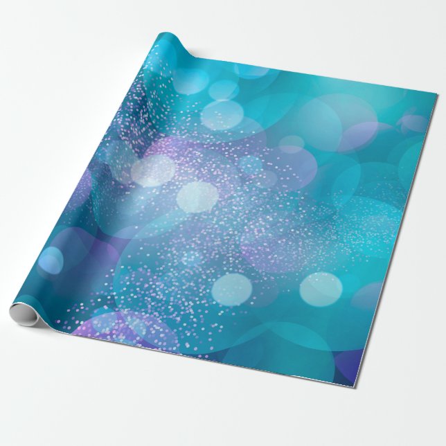 Papel De Presente Elegante Glitter de Arte Dourada Verde (Desenrolado)