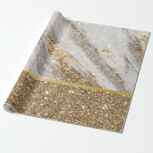 Papel De Presente Elegante Glitter Dourado Brilhante Chique
