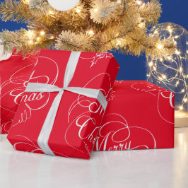 Papel De Presente Elegante Holly Felry Red de Natal