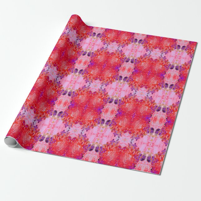 Papel De Presente Elegante Hydrangea Limelight Roxa e Laranja (Desenrolado)