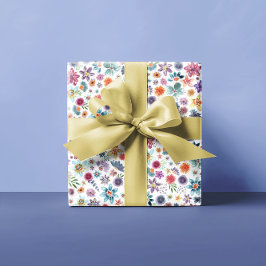 Papel De Presente Elegante Jardim Botânico Floral de Flores Silvestr