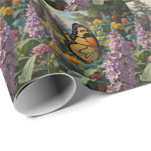 Papel De Presente Elegante jardim de flores silvestres pastéis com b