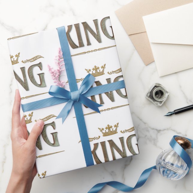 Papel De Presente Elegante KING Royalty Lettering Crown (Presentear)