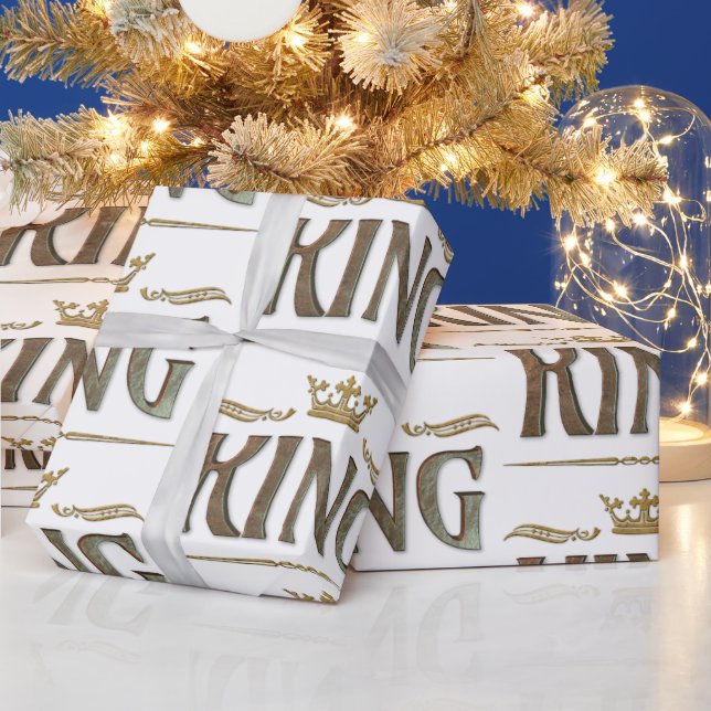 Papel De Presente Elegante KING Royalty Lettering Crown (Feriados)
