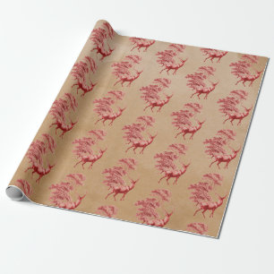 Papel De Presente Elegante Kraft Paper Red Deer in Forest