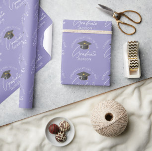 Papel De Presente Elegante Lavanda Graduada Personalizada de Formatu