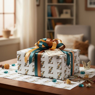 Papel De Presente Elegante letra boêmia floral Y