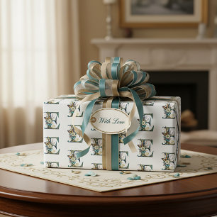 Papel De Presente Elegante letra floral boêmia E