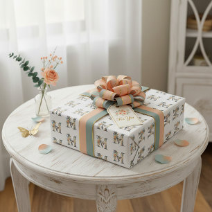 Papel De Presente Elegante letra floral boêmia M