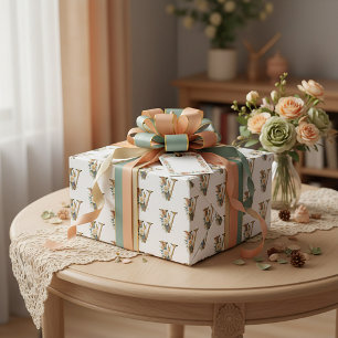 Papel De Presente Elegante letra floral boêmia V