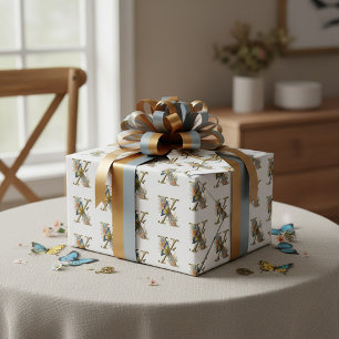 Papel De Presente Elegante letra floral boêmia X