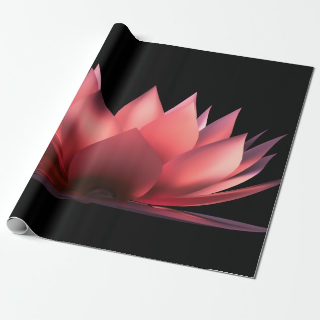 Papel De Presente Elegante Lotus Black (Desenrolado)