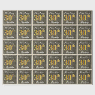 Papel De Presente Elegante, madeira do falso, aniversário de 30 ano