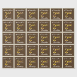 Papel De Presente Elegante, Marrom, Faux Dourado segundo aniversário