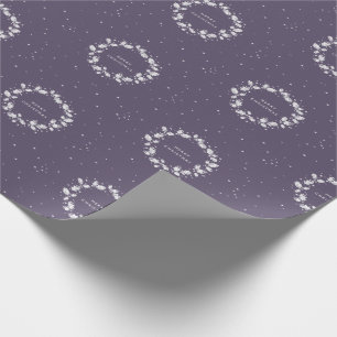 Papel De Presente Elegante Mínimo Escuro de Natal Roxo Holly Wreath