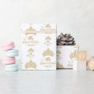 Papel De Presente Elegante Mis Quince Anos Dourada Tiara