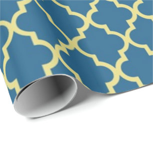 Papel De Presente Elegante, moderno, clássico quatro folhas em azul-