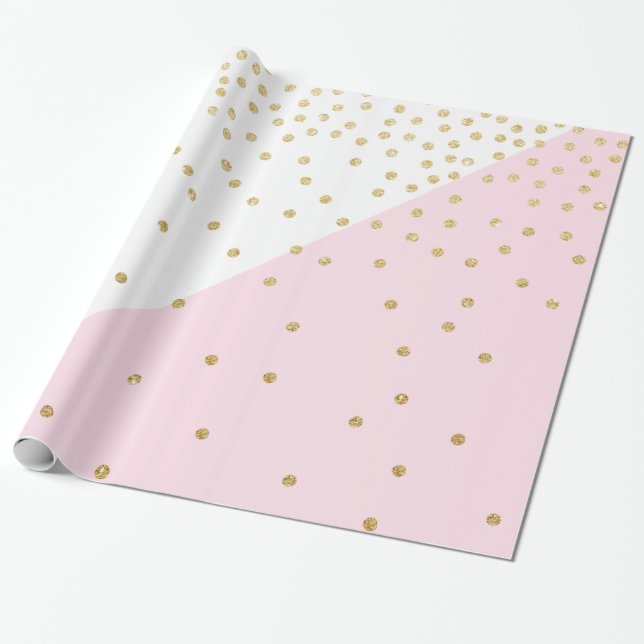 Papel De Presente Elegante, moderno e fino confete dourado (Desenrolado)