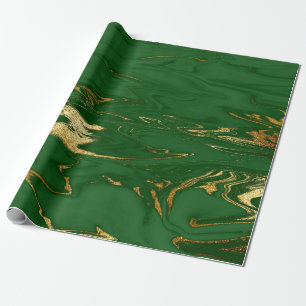 Papel De Presente Elegante na moda de ouro e mármore verde moderno